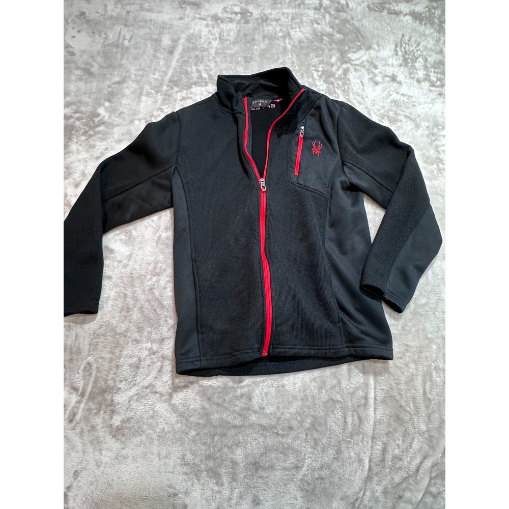 Spyder Full Zip Sweater Sweatshirt Boys Size Large 14/16 Black High Collar